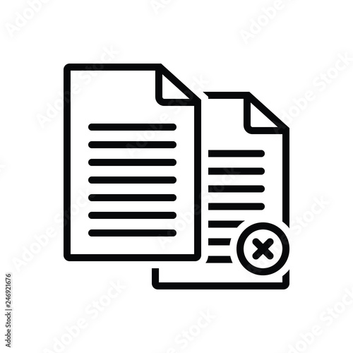 Black line icon for paperless cancel 