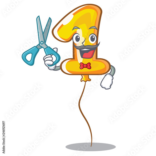 Barber number one balloon in cartoon shape
