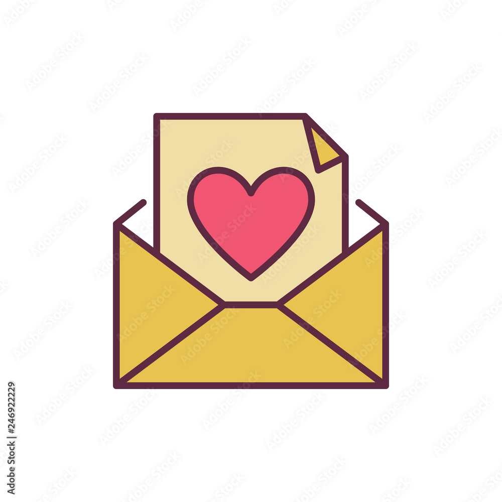 Envelope and Letter with Heart vector creative icon or symbol Envelope and Letter with Heart vector creative icon or symbol