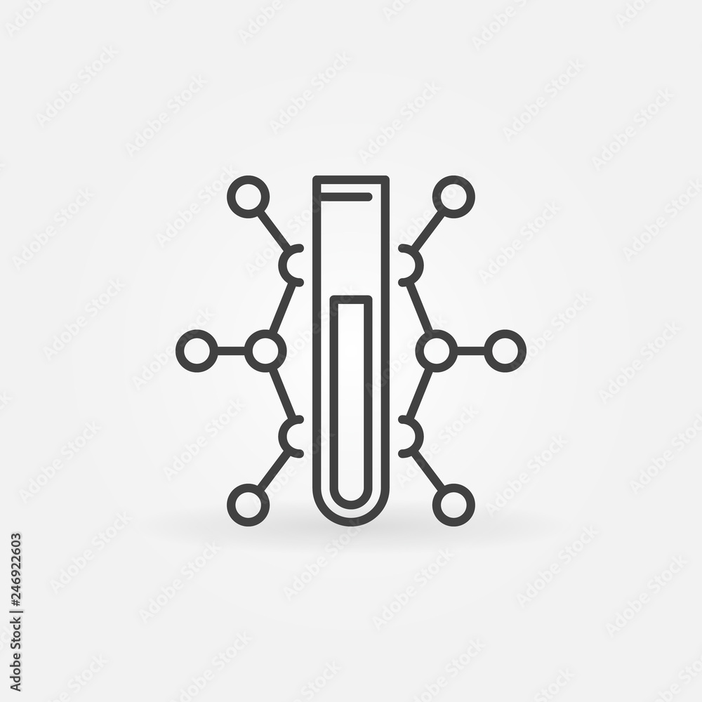 Test tube with chemical formula vector icon or design element in thin line style Test tube with chemical formula vector icon or design element in thin line style