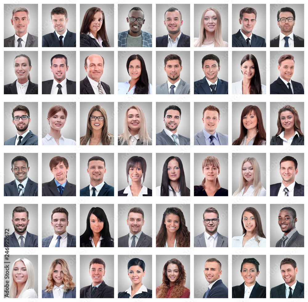 portraits of a group of successful employees isolated on white portraits of a group of successful employees isolated on white