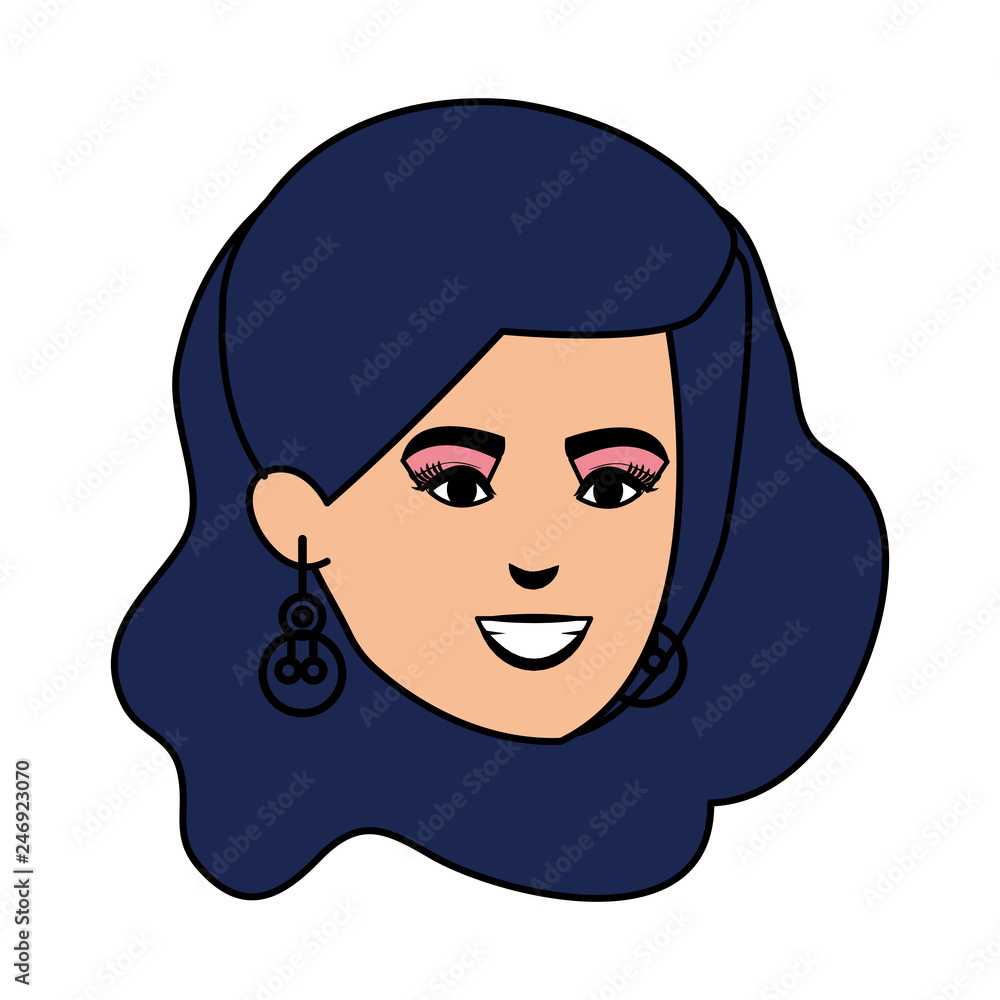 beautiful and young woman head character beautiful and young woman head character