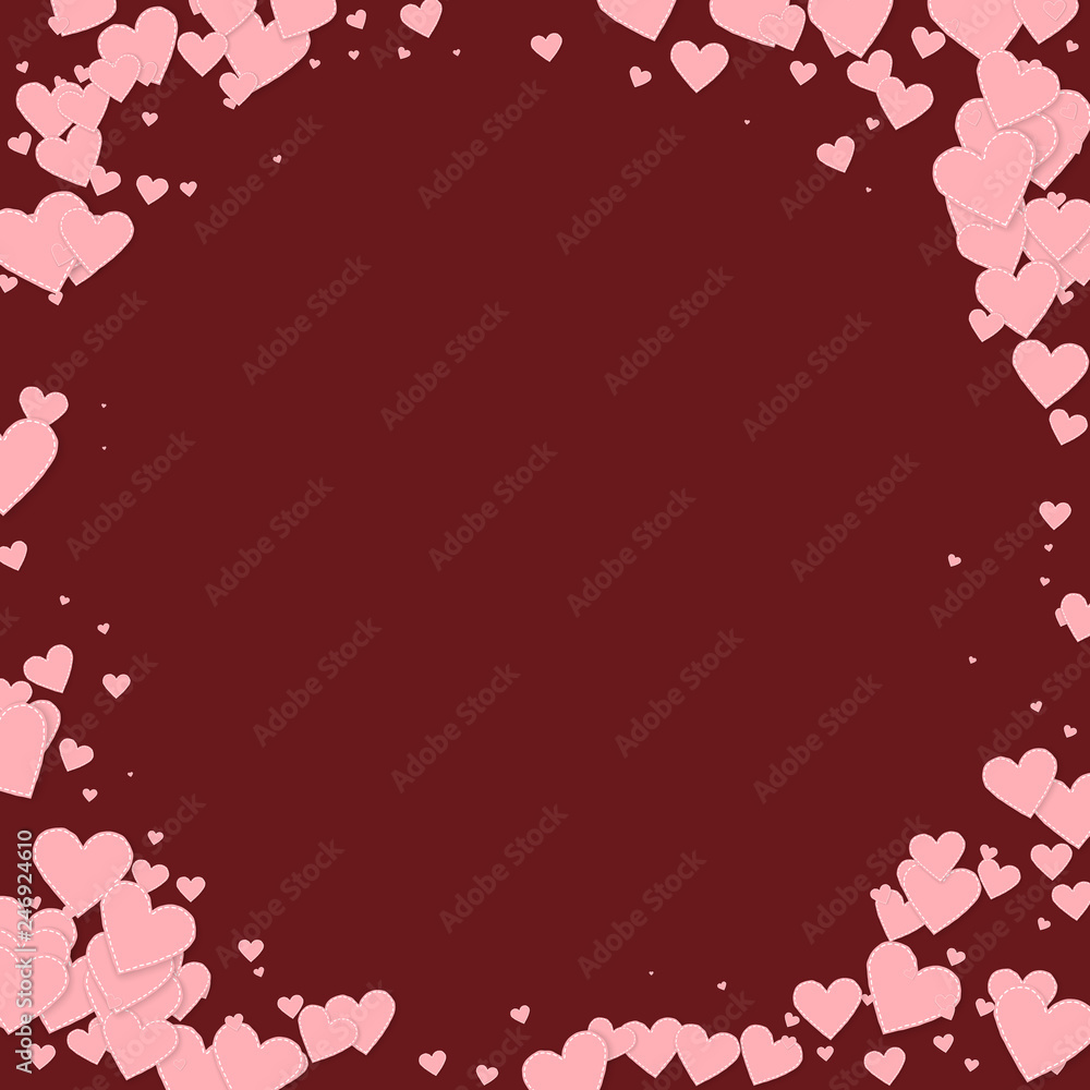 Pink heart love confettis. Valentine's day vignett Pink heart love confettis. Valentine's day vignett