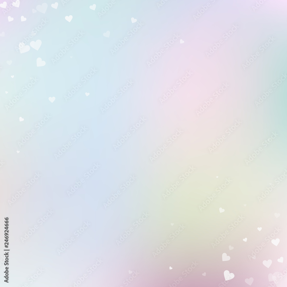 Fototapeta premium White heart love confettis. Valentine's day corner