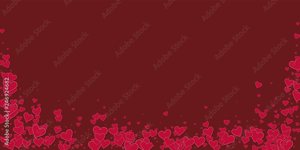 Red heart love confettis. Valentine's day falling 