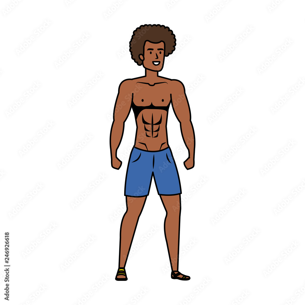 Fototapeta premium young athletic black man character