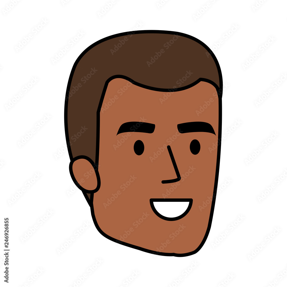 young black man head character young black man head character