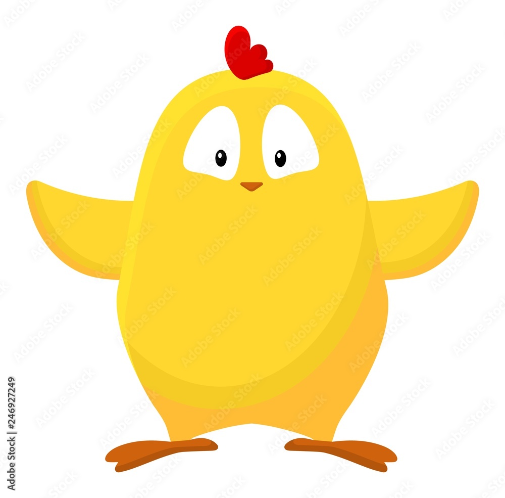 Cute little yellow cartoon chicken image. Easter symbol Cute little yellow cartoon chicken image. Easter symbol