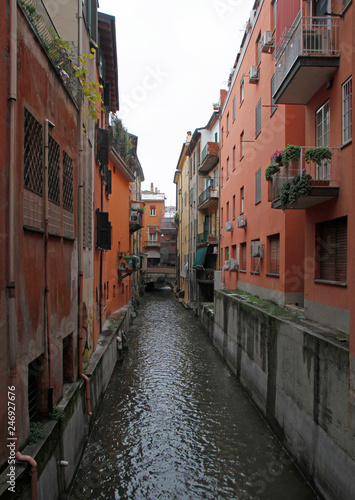 view on hidden water channel in Bologna