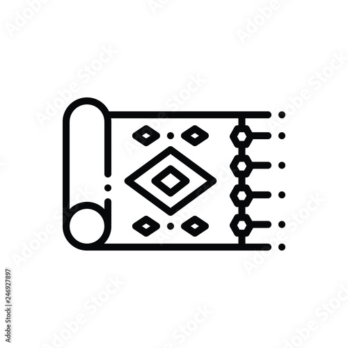 Black line icon for rugs carpet 
