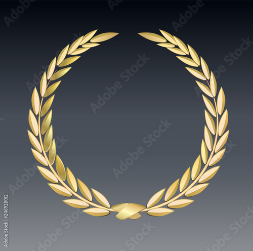 Award laurel isolated on a transparent background. Winner template. Symbol of victory and achievement. Gold laurel wreath. Realistic 3D design. Vector transparent object 10 eps.