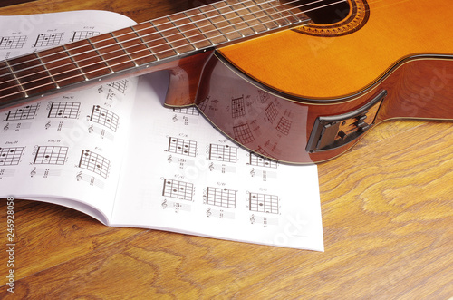Acoustic guitar and guitar chord book
