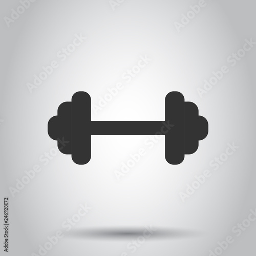 Dumbbell fitness gym in flat style. Barbell illustration on white background. Bodybuilding sport concept.