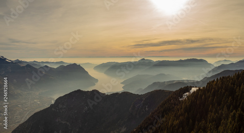 OLYMPUS DIGreat landscape at Iseo lake in winter season, foggy an humidity in the air. Panorama from Monte Pora, Alps, ItalyGITAL CAMERA