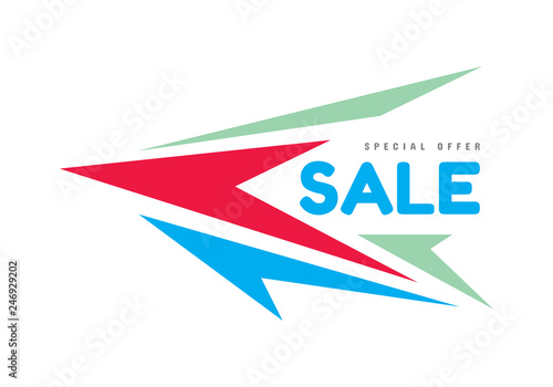 Sale - concept banner vector illustration. Abstract arrows. Dynamic discount layout. Special offer graphic design modern poster. 