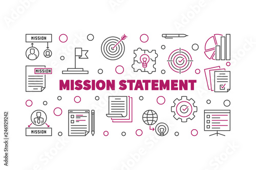 Mission Statement vector concept banner or illustration in thin line style
