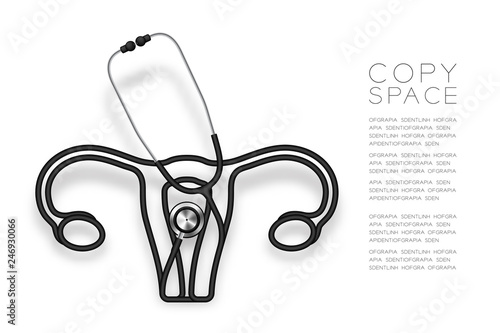 Ovary and uterus shape made from Stethoscope cable black color and Medical Science Organ concept design illustration isolated on white background, with copy space vector eps 10