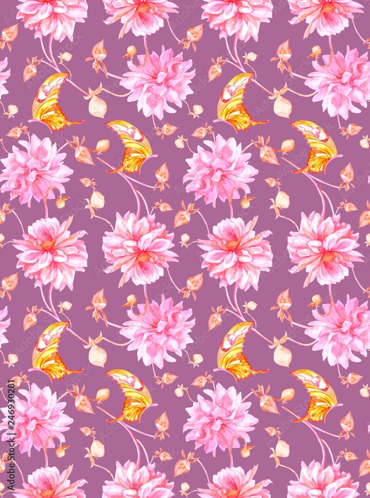 seamless floral pattern with flowers watercolor
