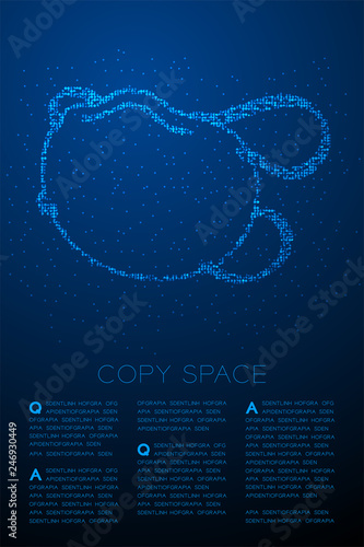 Dust mark or particulate respirator Abstract Geometric Bokeh light circle dot pixel pattern, Pollution PM 2.5 concept illustration isolated on blue gradient background with copy space, vector
