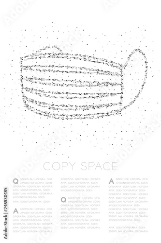 Dust mark or particulate respirator Abstract Geometric Circle dot pixel pattern, Pollution PM 2.5 concept black color illustration isolated on white background with copy space, vector eps 10