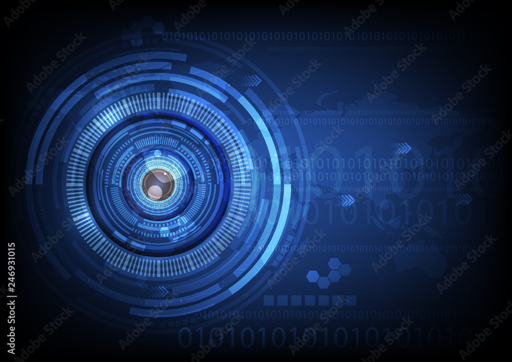 blue eye ball abstract cyber future technology concept background, illustration vector. blue eye ball abstract cyber future technology concept background, illustration vector.