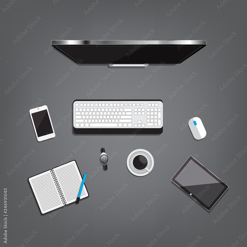 Table working business meeting high angle view Table working business meeting high angle view