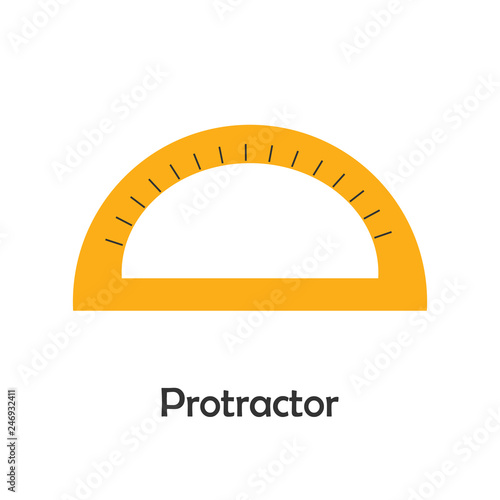 Protractor in cartoon style, school card for kid, preschool activity for children, vector