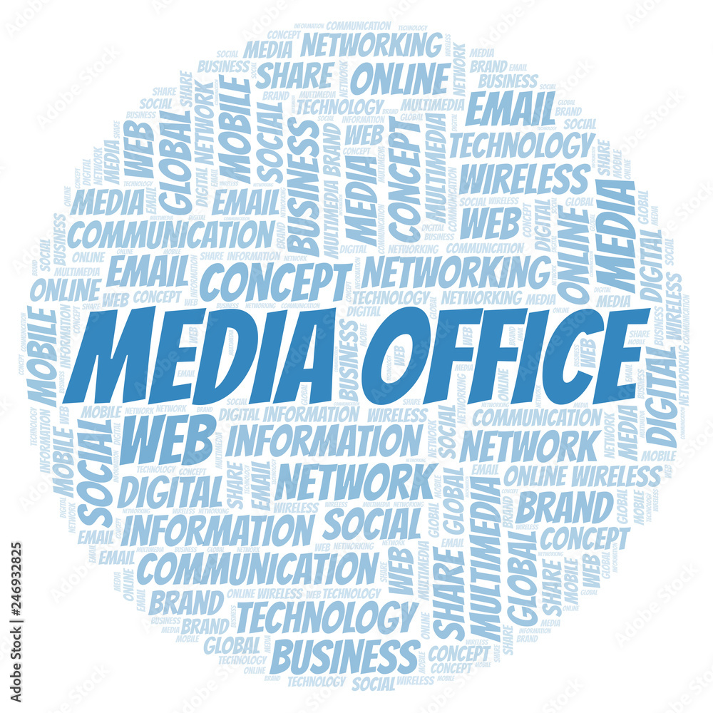 Obraz premium Media Office word cloud.