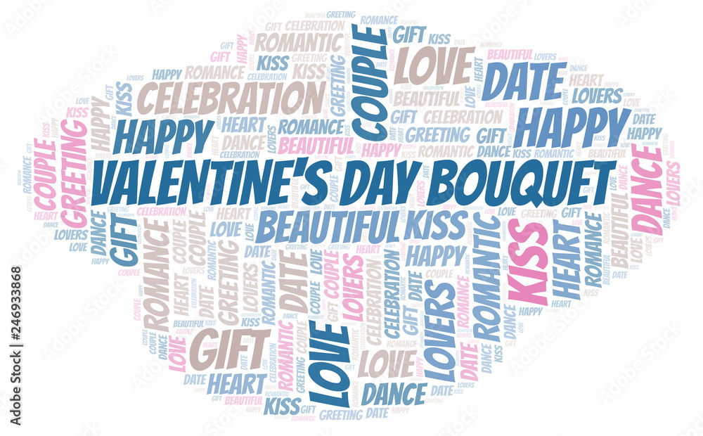 Fototapeta premium Valentine's Day Bouquet word cloud.