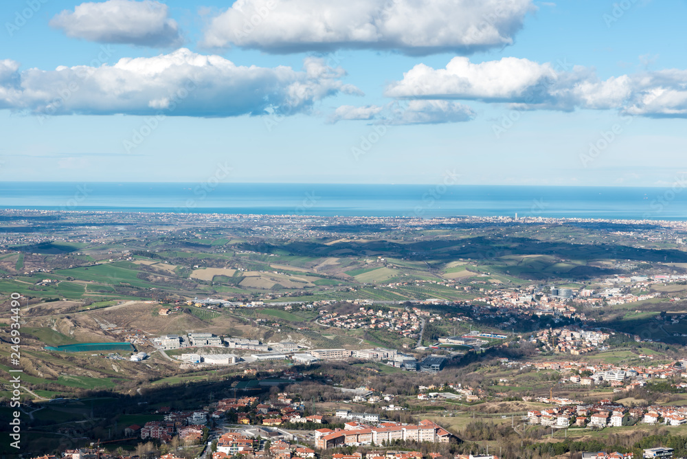 Panorama of the hills of San Marino Rimini
