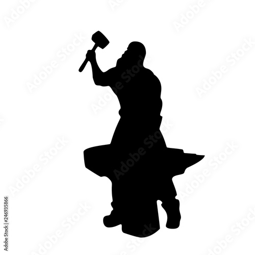 blacksmith male vector silhouette on white background
