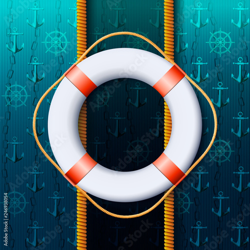 Maritime background with a life buoy.