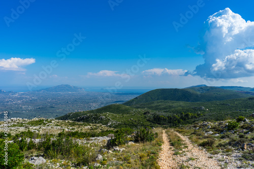 Greece, Zakynthos, Beautiful endless green mountains and valley of the island