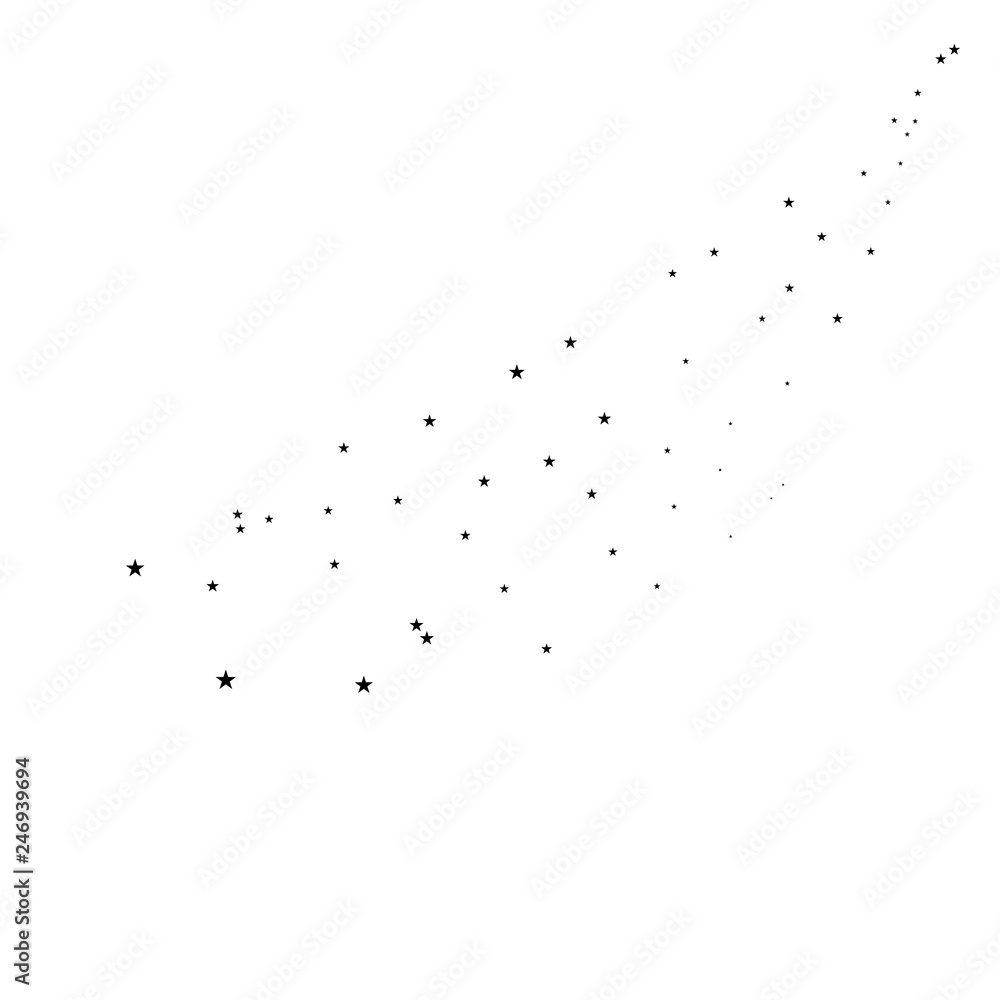 Fototapeta premium Stars on a white background. Black star shooting with an elegant star.Meteoroid, comet, asteroid