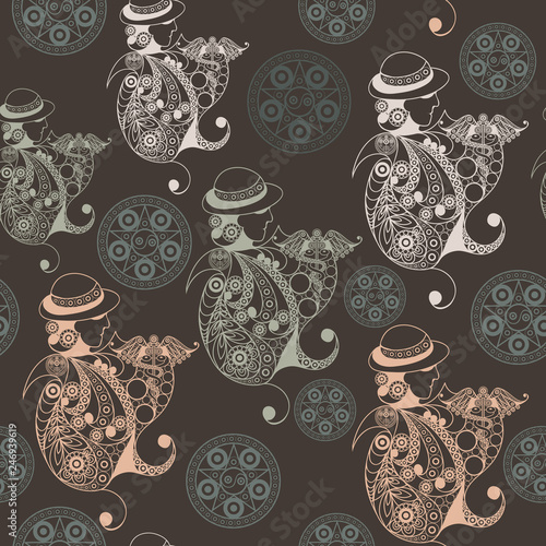 Seamless texture with Tarot cards 1