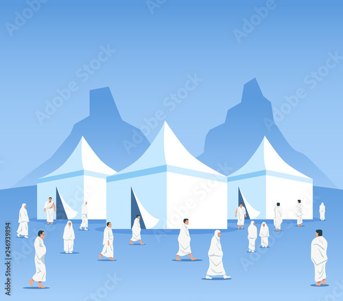 Muslim Pilgrims At Mina Tents