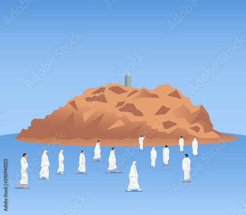 Moslem Pilgrims At Mount Arafat