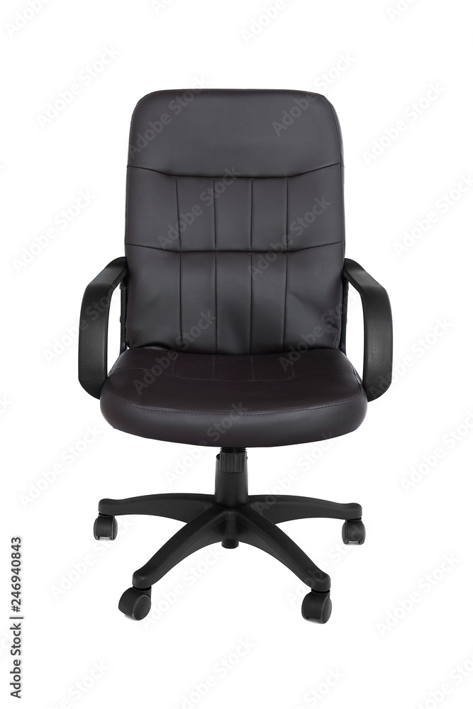 Office premium chair. Modern brown leather chair for office managers and CEOs, isolated on white background