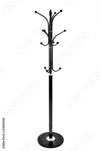 фотографія Black metallic coat rack, isolated on white background