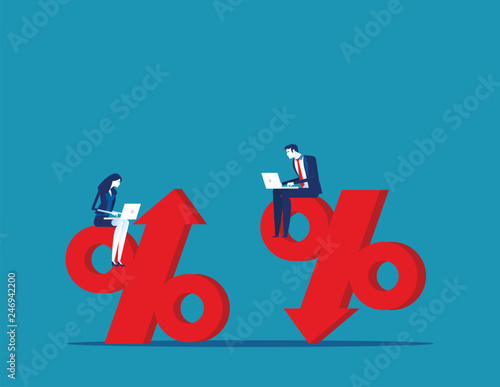 Business people and percentage signs. Concept business vector, Growth, Failing, Risk, Successful.