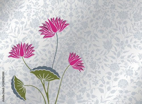 water lily, wedding card design, royal India
