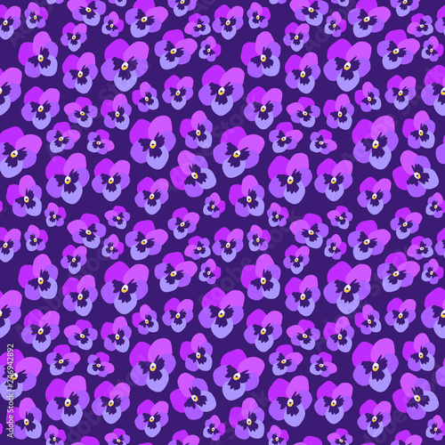 Pansy Flower Pattern. Endless Background. Seamless