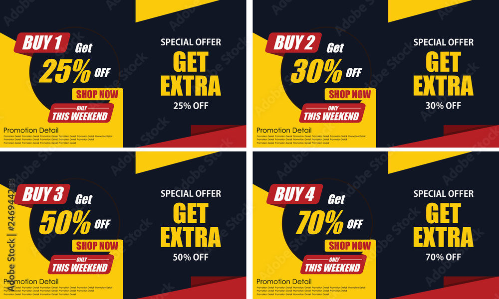 Banner and Poster This Weekend Special Offer Buy 2 Get Discount 30% Vector illustration Marketing Advertising and PR - Vector