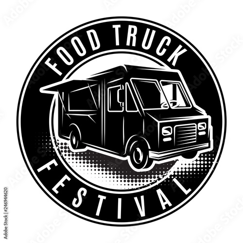 vector template on fast food theme with retro bus