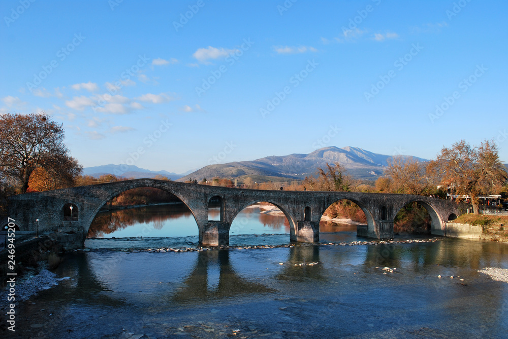The ancient Bridge of Arta in Greece