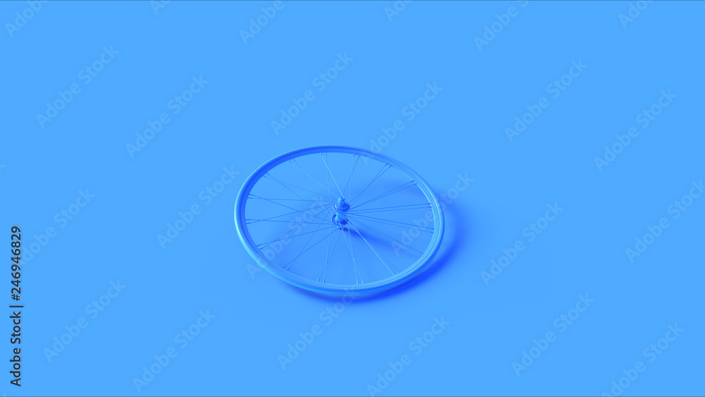 Blue Bicycle Wheel 3d illustration 3d render