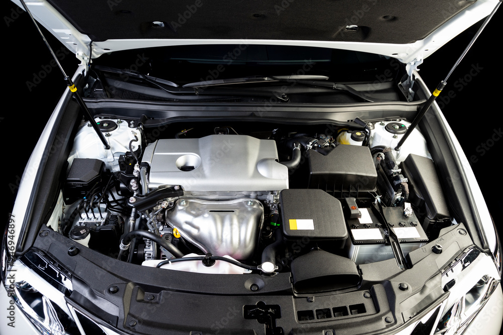 Close up detail of car engine