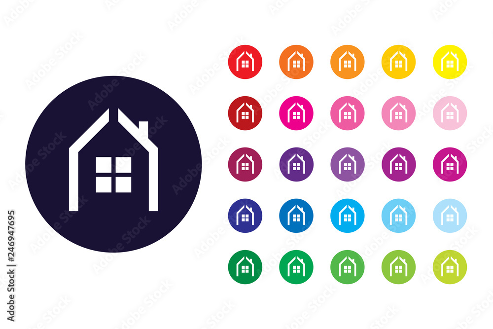 House sign icon. House color symbol. House sign icon. House color symbol.