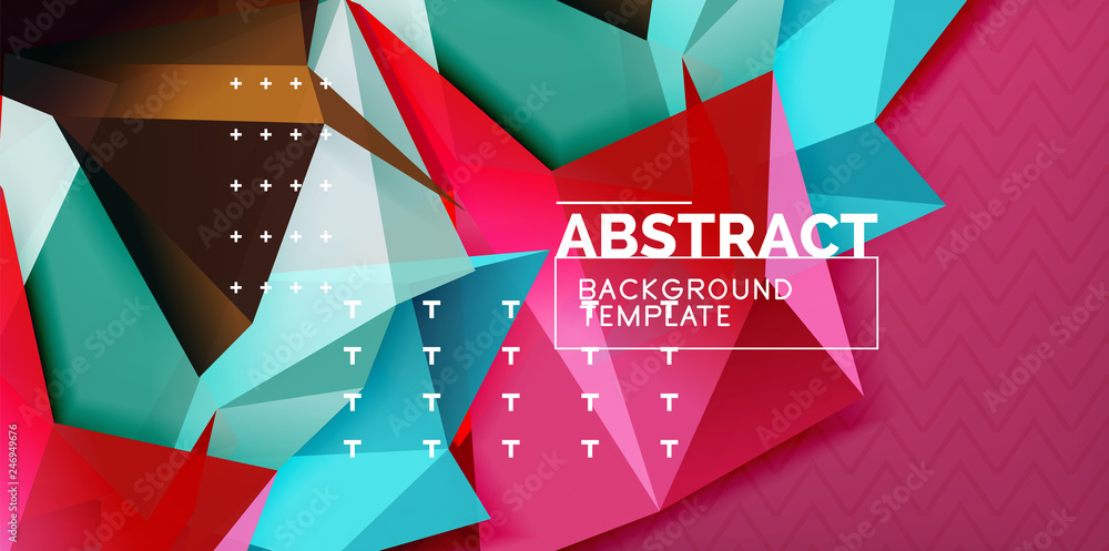Color geometric abstract background, minimal abstraction design with mosaic style 3d shape Color geometric abstract background, minimal abstraction design with mosaic style 3d shape