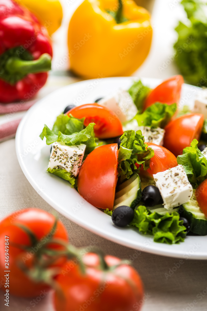 fresh greek salad with tomatoes and mozzarella fresh greek salad with tomatoes and mozzarella